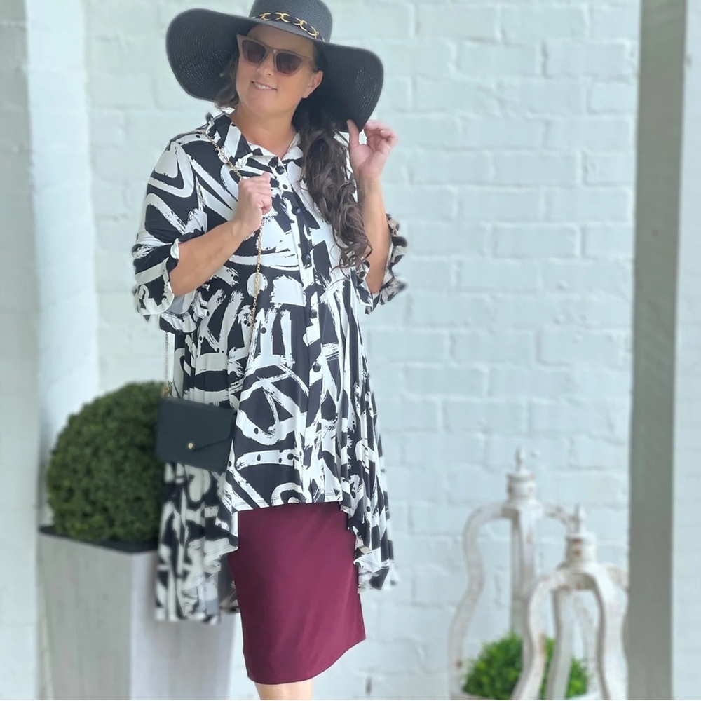 Zadie Bs Zena Black & White Button-Down Tunic